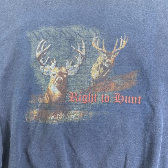 Vintage 90s y2k Deer Crewneck Men XXL 'Right To Hunt' Outdoor Hunting Sweatshirt - Picture 2 of 6